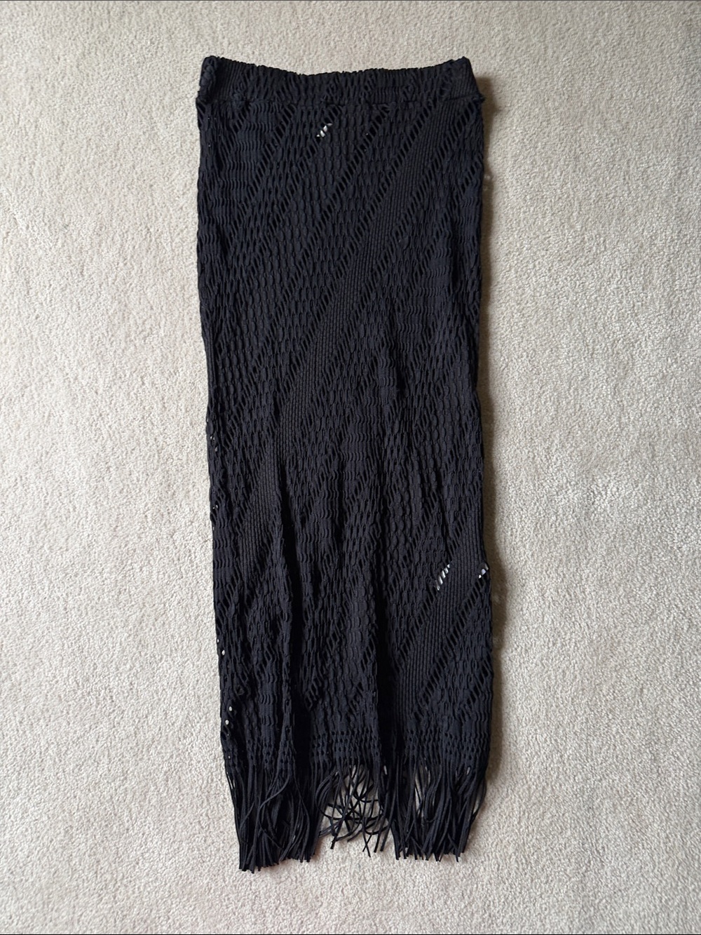 Bloomingdale’s Seafolly Black Crochet Open-Knit Beach Cover Up Skirt
